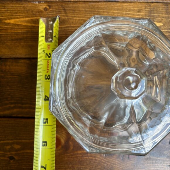 Vintage Clear Glass Lidded Candy Dish or Storage Jar – Hexagon Shape - Picture 4 of 6